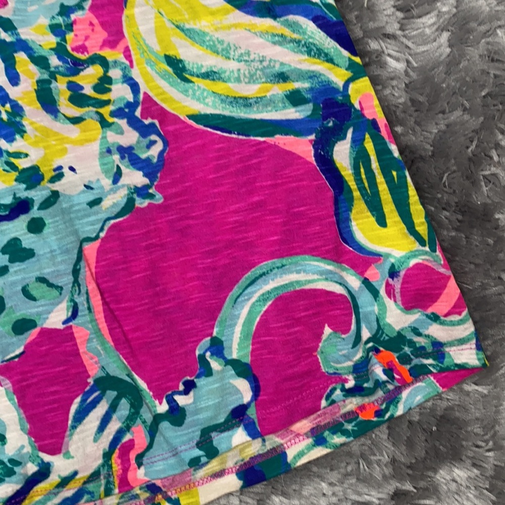 Lilly Pulitzer Pink Blue Essie Button Sleeveless Top Size X-Small - Picture 8 of 13